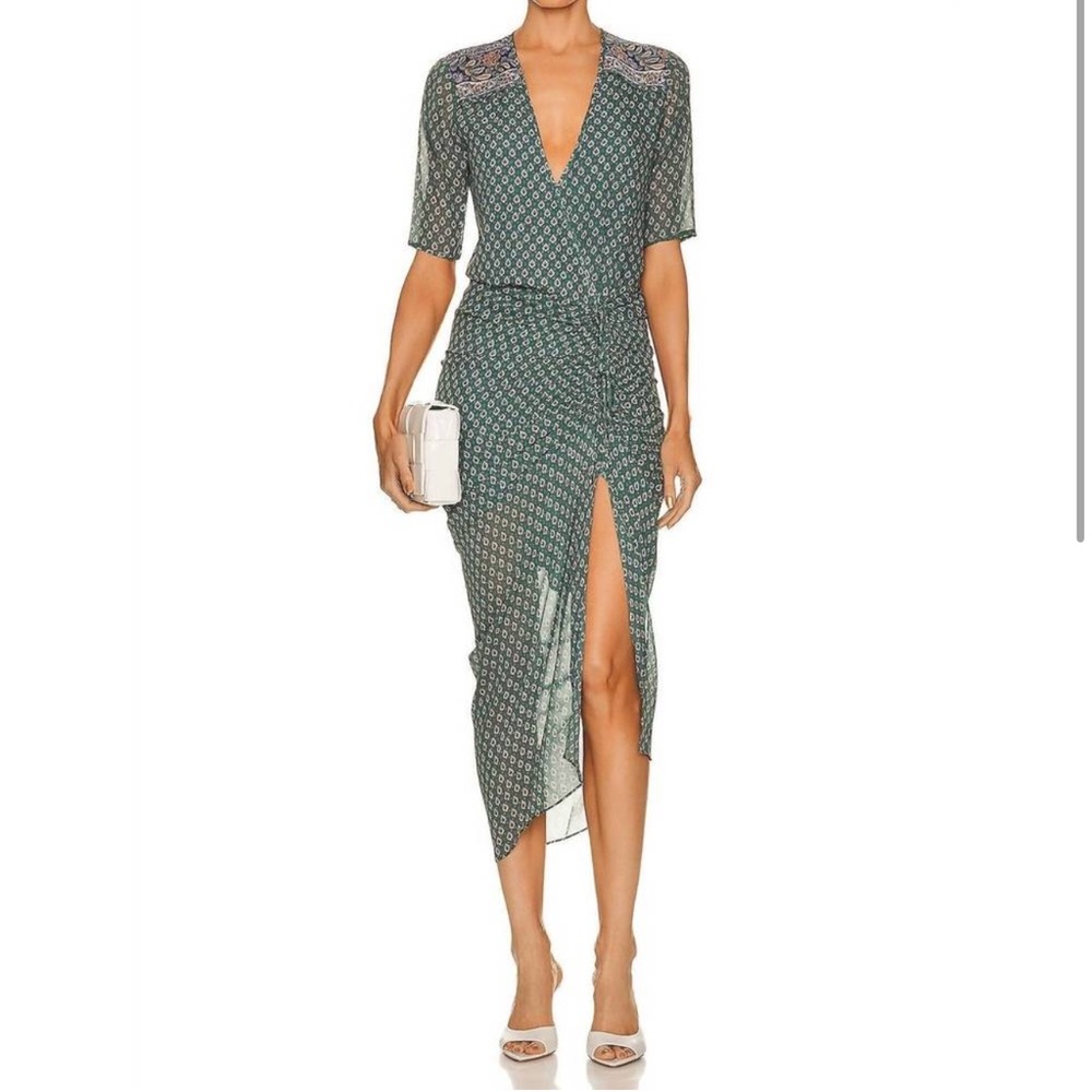 Veronica Beard Mariposa Silk Dress in Seaglass